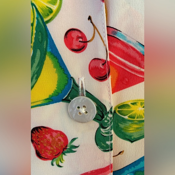 VTG 80s Ann May Silk Blouse Cocktail Button Up Short Sleeve Sz XS - Picture 4 of 11